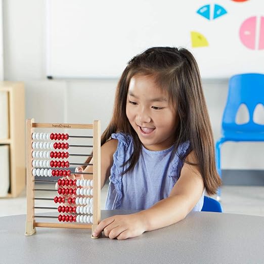 hand2mind Mini 100-Bead Wooden Rekenrek Abacus, Abacus for Kids Math, Wooden Counting Math Manipulatives, Bead Counters for Kids Math, Learn Counting and Numbers, Homeschool Supplies (Set of 1)