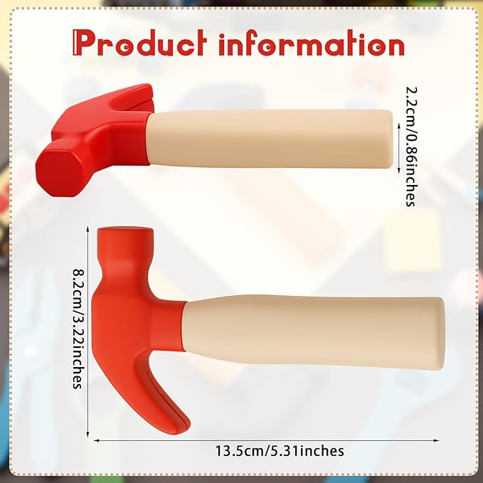 Zhanmai 2 Pcs Toy Foam Hammer, Fun Gift for Boys & Girls, Simulation Hammers to Release Anxiety, Classroom Educational Toy for Teens and Toddlers (Red)