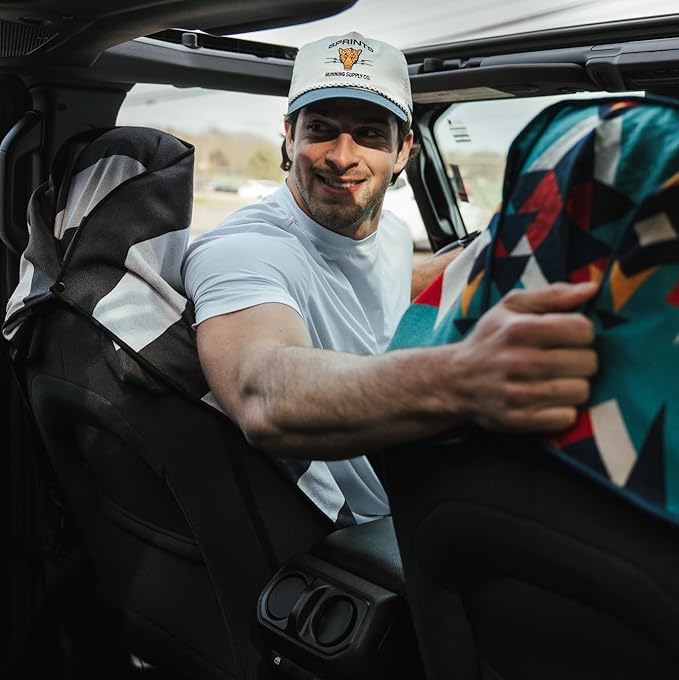 Sprints Athletic Running Towel, Full-Sized, Car Seat Cover - Performance Microfiber (Midnight Boardwalk Stripe)
