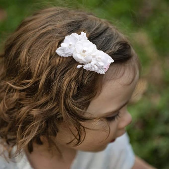 Flower Hair Clips Set-Cherrboll 3pcs Floral Hair Bow Accessories for Baby Girl Toddles Teen Gifts