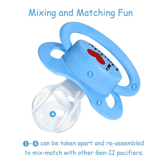 LittleForBig Bigshield Gen-II Adult Sized Printed Pacifier I Love Daddy Pattern Blue