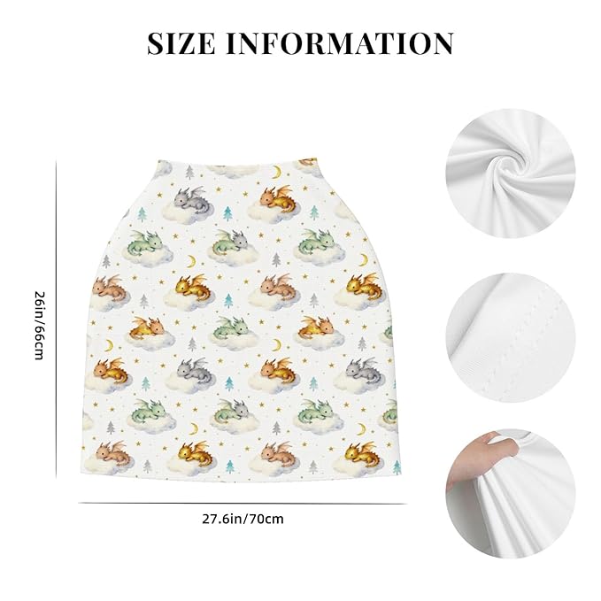 Cute Dragon Car Seat Covers Baby Multi-Use Car Seat Canopy Carrier Cover, Breathable Breastfeeding Cover Boys & Girls