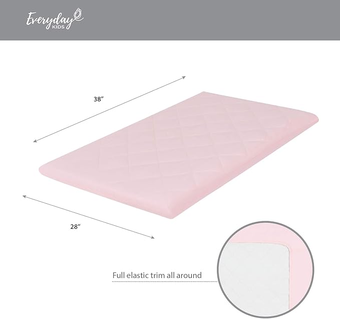 Pastel Light Pink Pack 'n Play Quilted Mattress Sheet - Ultra-Soft, Comfortable Portable Crib Mattress Sheet for Baby Girls; Playpen or Mini Crib Fitted Sheet with Quilted Top