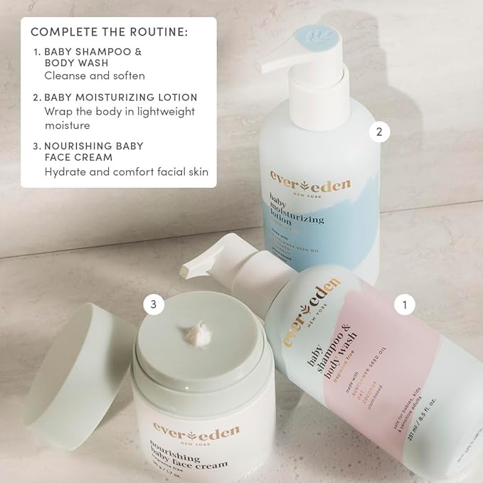 Evereden Healing Eczema Treatment, 1.7 fl oz & Nourishing Baby Face Cream 1.7 oz.| Fragrance Free Eczema Cream for Babies, Kids, and Adults | Non-Greasy Baby Moisturizing Cream | Clean Ingredients