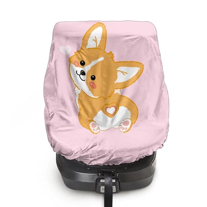 Dog Print Car Seat Cover Baby Car Seat Sun Shade Cover with Elastic Band, Elastic Style, Keep Baby Cool and Child Safety for Travel