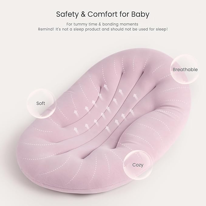 Baby Lounger for Newborn: Portable & Lightweight Pillow for Tummy Time Playtime & Diaper Changes - Skin-Friendly & Breathable for 0-12 Month Supervised Use
