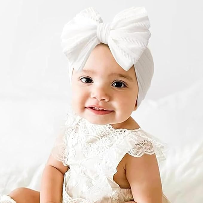 3 Pcs Baby Bows Headbands Soft Nylon Hairbands Super Elastic Headband Hair Accessories For Baby Girls Infant Toddler Essentials (Black Beige White, Mid)