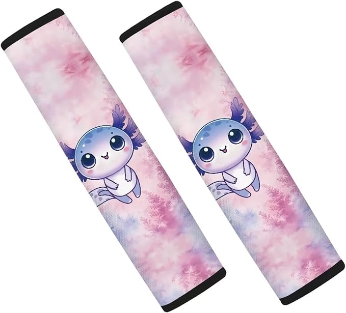 Car Seat Belt Pads Covers,Seatbelt Shoulder Strap Covers for Adult,2 Pack Standard Size Blue Axolotl Print