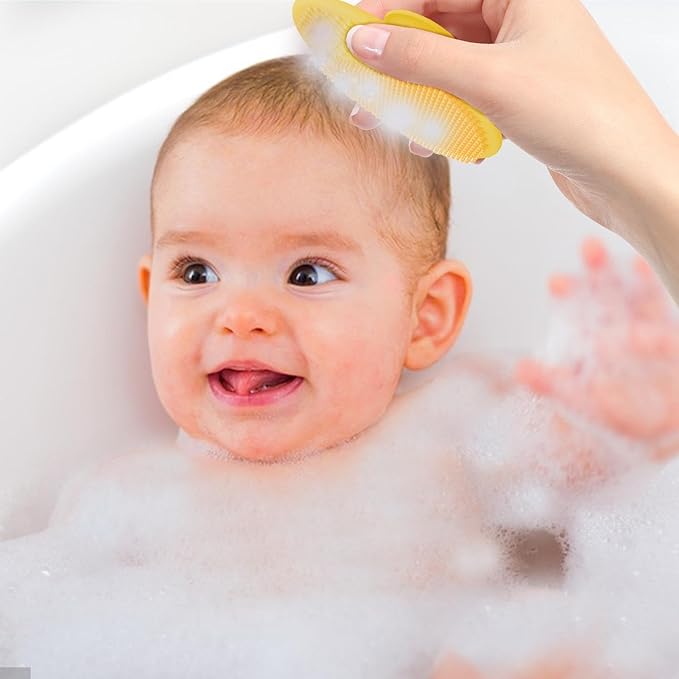 Generic Baby Scalp Brush - Silicone Hair Scrubber & Scalp Massager Comb for Newborns & Babies - Cradle Cap Bath Brush, Yellow