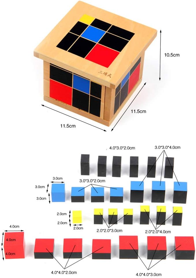 Montessori Trinomial Cube Montessori Math Toys Sensorial Materials for Toddlers Kids