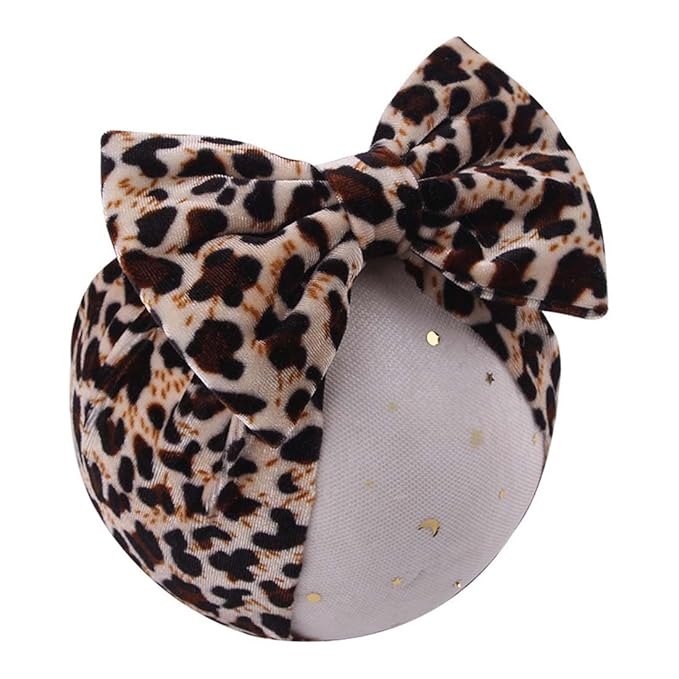 Baby Girls Leopard Headband Bow Turban - Wide Hair Band 2 Pack (B Set)