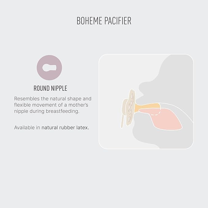 BIBS Pacifiers - Boheme Collection | BPA-Free Round Nipple | Nautral Rubber Latex | Made in Denmark | Set of 2 Peach/Woodchuck Color Premium Soothers | Size 6-18 Months