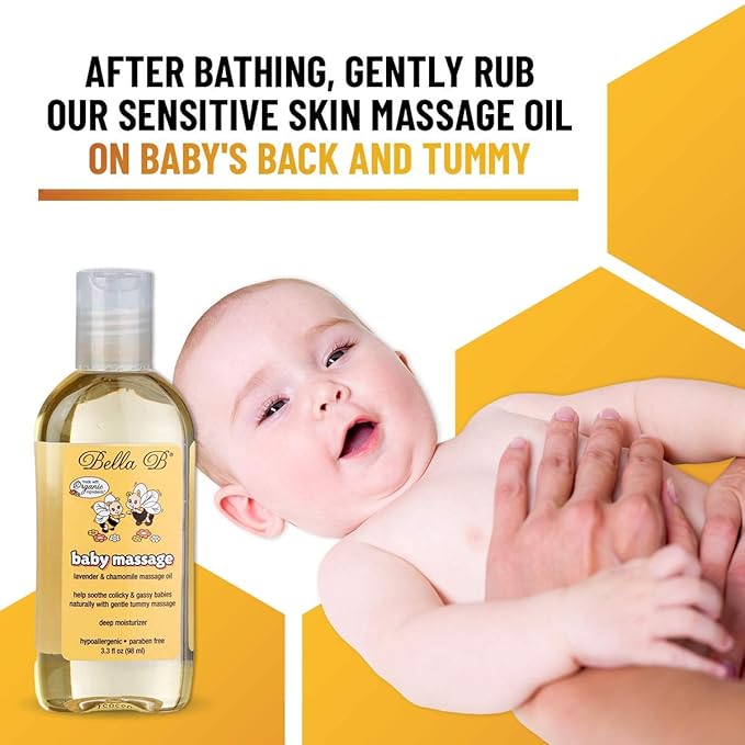 BELLA B Baby Massage Oil 3.3 oz - Baby Oil Organic - Infant Massage Oil Baby - Baby Massage Oil Organic - Organic Baby Oil Lavender - Lavender Baby Oil - Massage Oil Organic for Infants
