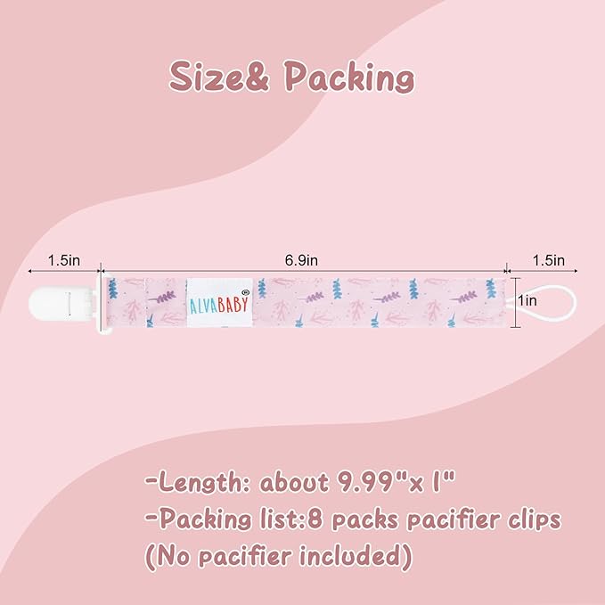 ALVABABY Pacifier Clips 8 Pack Pacifier Binky Paci Holder Leashes for Baby Teethers 8DP09