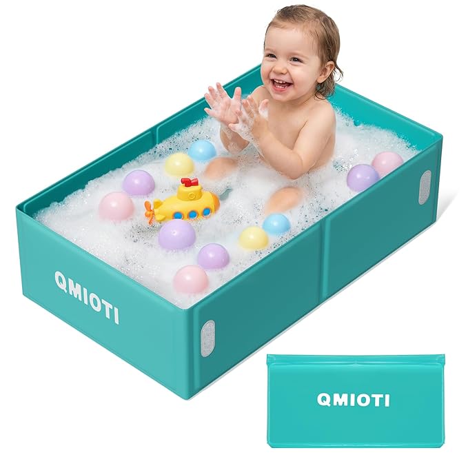 Baby Bathtub, Collapsible Baby Bath Tub, Portable Toddler Bathtub for Travel, Foldable for Space-Saving, Baby Shower Gifts for Newborns, Toddlers