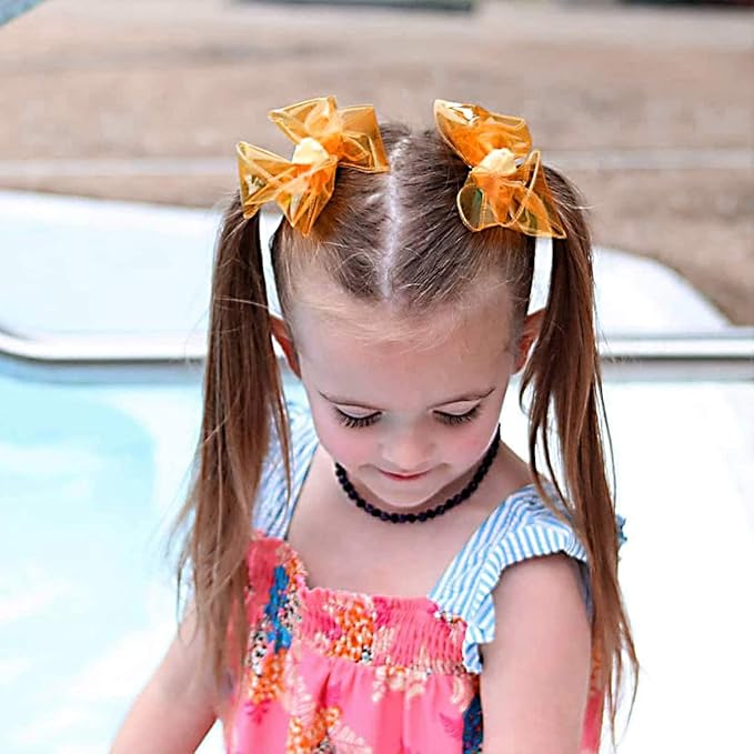 Waterproof Jelly Hair Bows, Multi-colored PVC Summer Swim Pool Bow Clips Transparent Hair Accessories for Girls Toddler Infants Kids Teens Children (Swim Pool Bows, 4inch)
