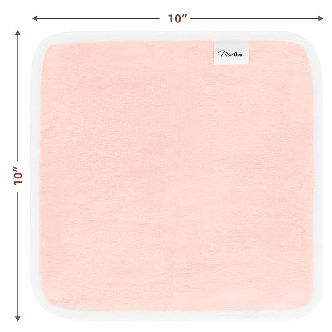 MINIBOO Premium Baby Washcloths for Sensitive Skin - Extra Soft and Absorbent Viscose from Bamboo Face Cloths and Newborn Bath Face Towel - Perfect as Baby Gifts - 6-Pack (Pink)