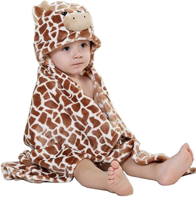 Vauwmsr Baby Hooded Blanket Ultra Soft Warm Newborn Infant Swaddle Wrap Bath Shower Towel, 25.6" x 39.4", Brown