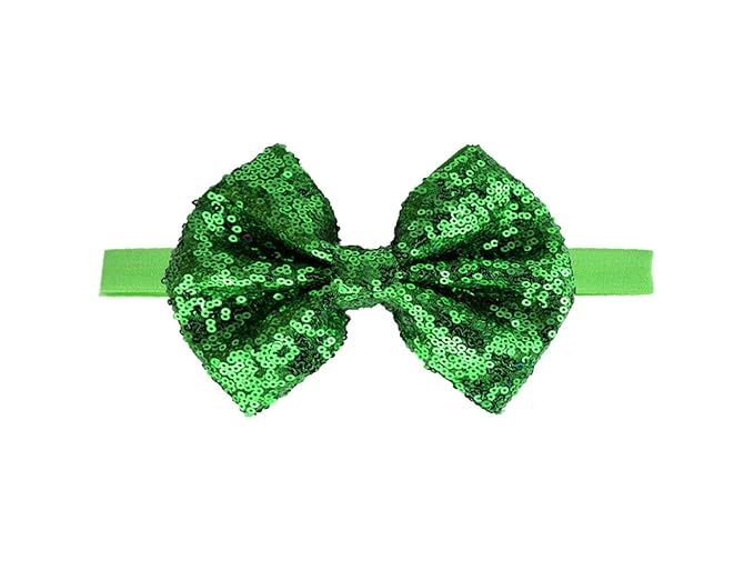 Baby Girl's Lovely Sequins Bowknot Headband Toddler Hairband for Photography Travel Party Festivals (Green, One Size)