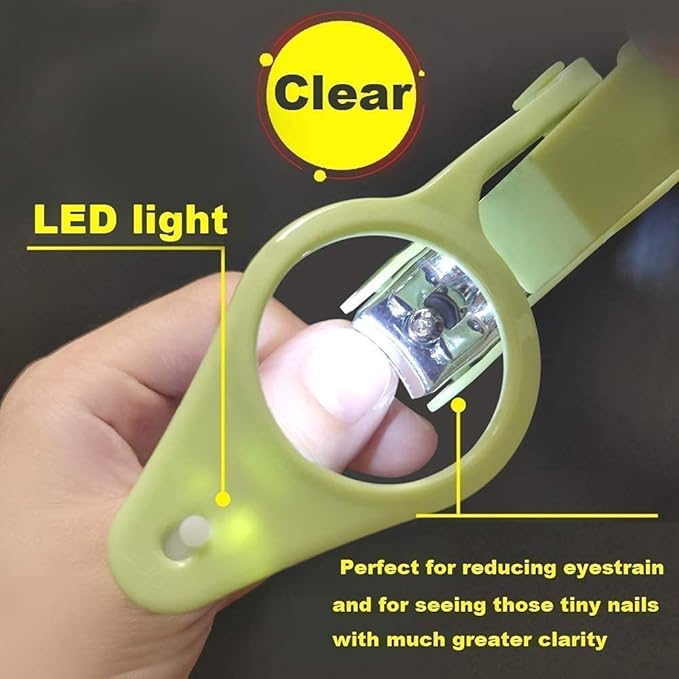 wefaner Nail Clippers with fold-Away Magnifier and LED Light, nail clipper with light,lighted nail clipper,Fingernails & Toenails Nail Clippers Care for Elderly Seniors Pets and Baby Reduce Eye Strain