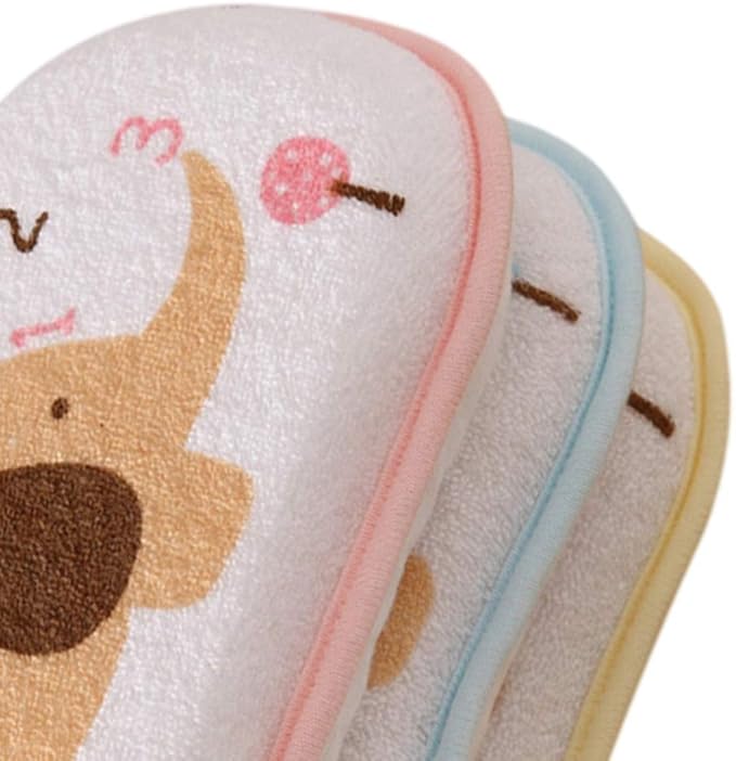 Lurrose 3PCS Baby Bath Sponge Cartoon Elephant Soft Cotton Scrubber Bath Brush Rubbing Towel for Toddler Infant (Mixed Color)
