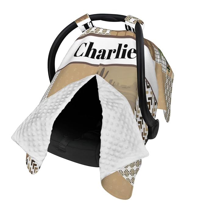 Personalized Baby Car Seat Canopy for Babies with Name, Custom Car Seat Covers for Boys Girls, Infant Opening Minky Nursing Breastfeeding Stroller Cover Carseat Canopies for Newborn (Hunting Theme)
