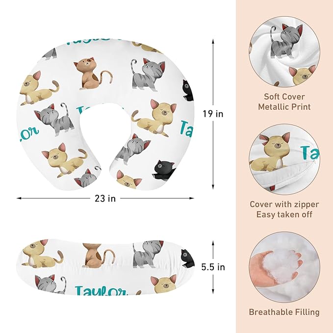 Personalised 7 in 1 Car Seat Cover for Girls and Boys - Multipurpose Breast Feeding White Cat Print Cover, Nursing Cover, Grocery Cart Cover - Birthday Gift for Babies(27"x29")