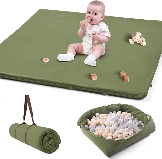 Hikiddy Baby Floor Play Mat : 2-in-1 Padded Foam Play Mat for Playpen & Ball Pit for Infants and Toddlers