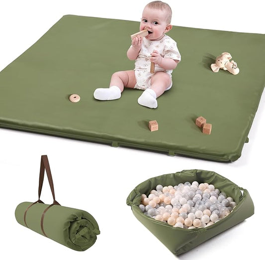 Hikiddy Baby Floor Play Mat : 2-in-1 Padded Foam Play Mat for Playpen & Ball Pit for Infants and Toddlers