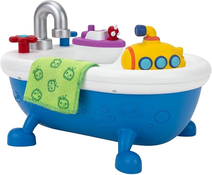 Coco Melon Musical Bathtime Playset, Includes JJ and Tomtom Figurines, Toys for Toddlers, Includes 12 Exclusive Cocomelon Stickers