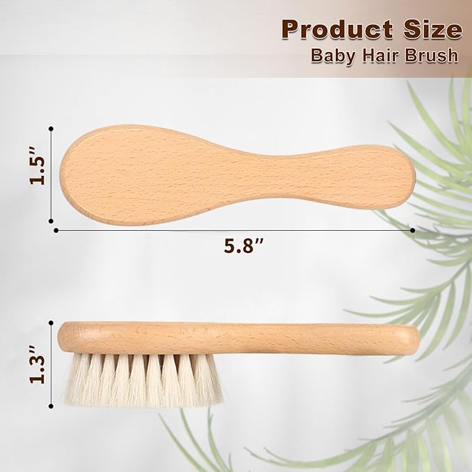 DEBETOOL Baby Hair Brush, 2 Packs - Natural Wooden Brush with Premium Goat Bristle, Ideal for Newborns & Toddlers, Promotes Healthy Hair Growth, Prevents Scalp Irritation, Off-white