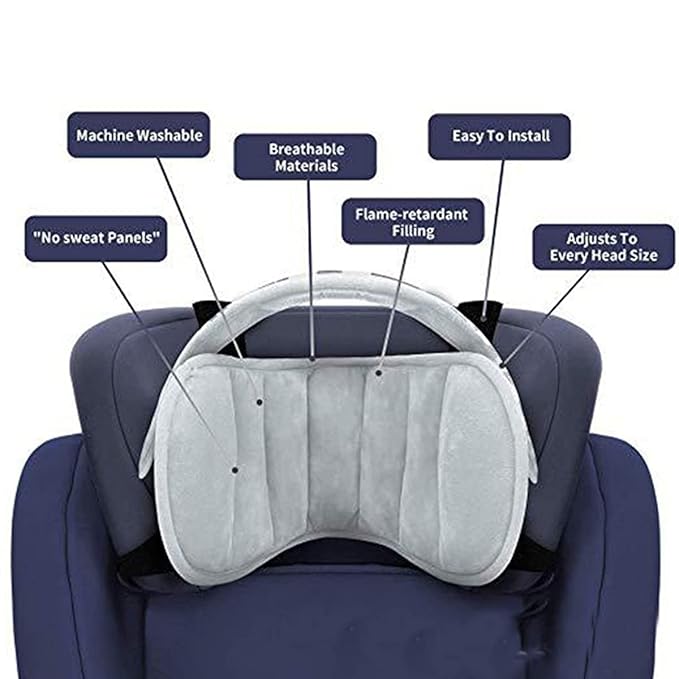 Kids Head Support for Car Seats, U-Shape Children Travel Pillow Cushion Adjustable Comfortable Sleeping Headrest Protective Neck Pillow Travel Accessories Offers Protection Safety for Kids (Grey)