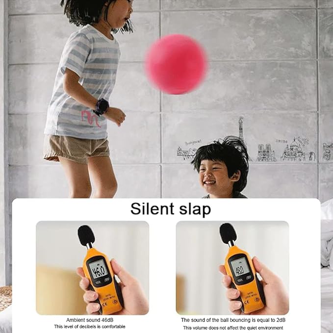 Surakey 9inch Mute Ball Children Mute Elastic Ball Silent Bouncy Ball Dodge Game Clapping Ball with Mesh Bag Low Noise Basketball Training Parent Child Interaction Outdoor Sports - Rosy 22.5CM