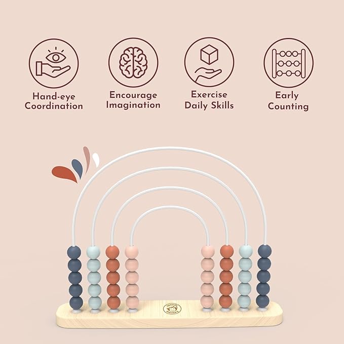 Speedy Monkey Wooden Roller Abacus Toy, Colorful Beads, Develops Hand-Eye Coordination, Color Recognition & Creativity, Smooth Sliding on Stainless Steel Rods, Non-Toxic Paint, Ideal for Kids