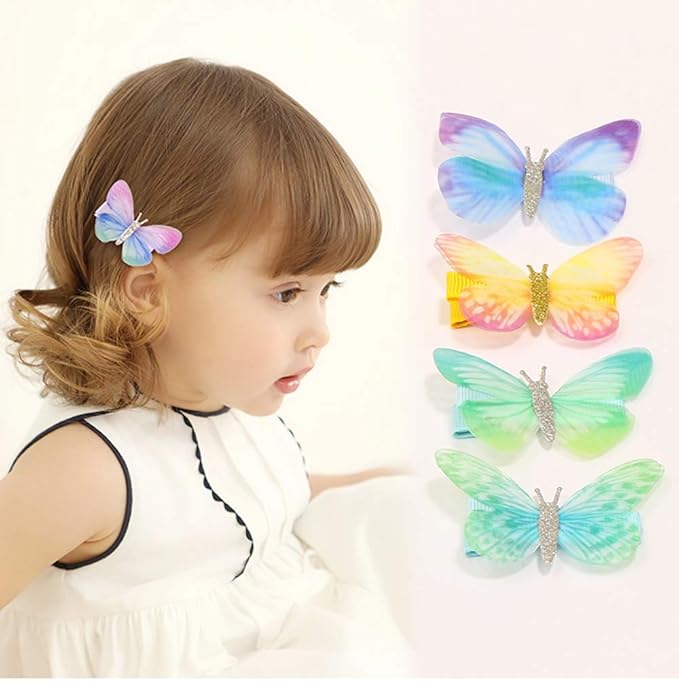 24 Pcs Baby Girls Hair Clips Butterfly Alligator Hair Clips Chiffon Hair Barrettes Hairpins Hair Accessories for Girl Teens Kids Babies Toddlers Women