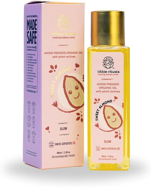 Little Rituals Sweet Almond Baby Massage Oil and Hair Oil, Cold Pressed, Certified Organic, Dermatologist Tested, 100 ML
