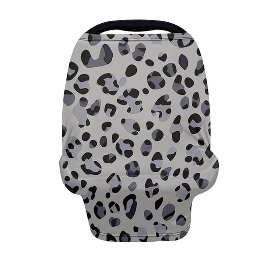 Forchrinse Grey Leopard Print Baby Car Seat Cover Soft Stretchy Breastfeeding Nursing Cover Multi Use Cover for Shopping Cart/High Chair/Stroller