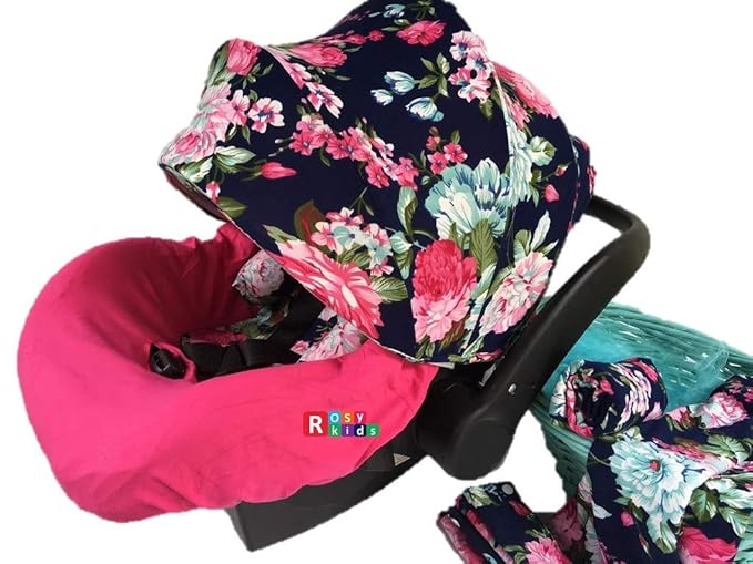 9pc Ultimate Set of Infant Car Seat Cover Canopy Headrest Blanket Hat Nursing Scarf, 25JE05