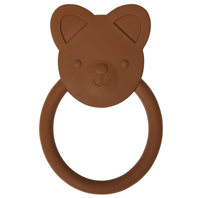 C.R. Gibson 100% Food Grade Silicone Bear Baby Teether for Infants, 2.75" x 4.25", Multicolor