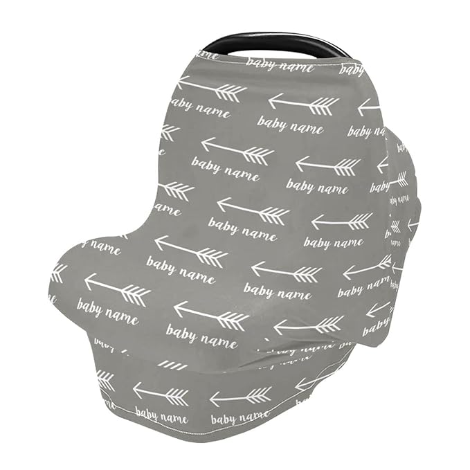 Personalized Baby Car Seat Cover for Babies, Custom Name Baby Car Seats Canopy for Boys, Nursing Breastfeeding Stroller Covers for Infant Newborn, Shower Gift (Arrow)