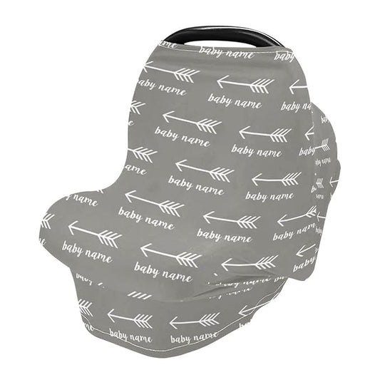 Personalized Baby Car Seat Cover for Babies, Custom Name Baby Car Seats Canopy for Boys, Nursing Breastfeeding Stroller Covers for Infant Newborn, Shower Gift (Arrow)