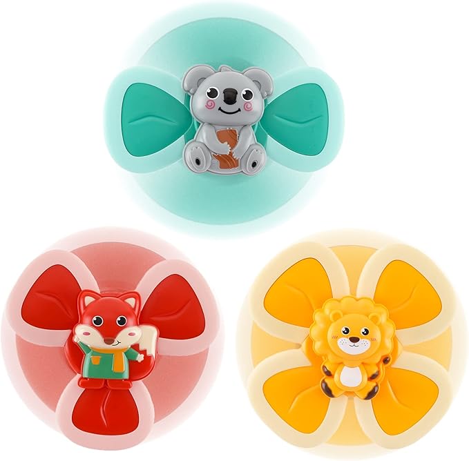 Hundredmore 3PCS Suction Cup Spinner Toy for Baby 12-18Months, Bath Toys for Toddlers 1-3, Boys and Girls 1st Birthday Sensory Toys Gifts