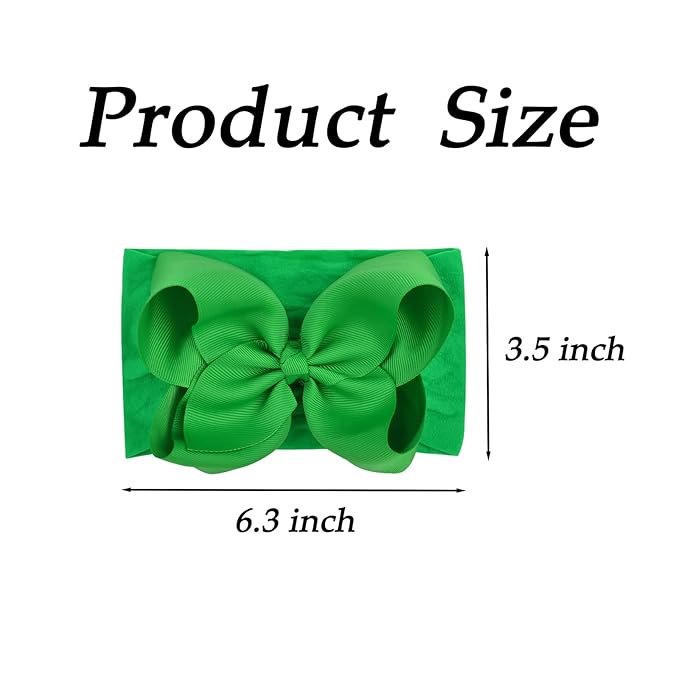3 Pcs Baby Girls Headband Bows, Soft Nylon Hairbands Cute Big Bow Super Elastic Headband For Baby Girls Newborn Infant Toddlers (Red Green White, Large)