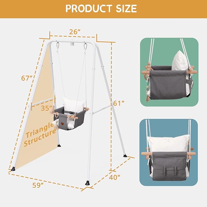 2 in 1 Baby Jumper with Toddler Swing, Baby Jumpers and Bouncers,Indoor Outdoor Toddler Swing Set, Cotton
