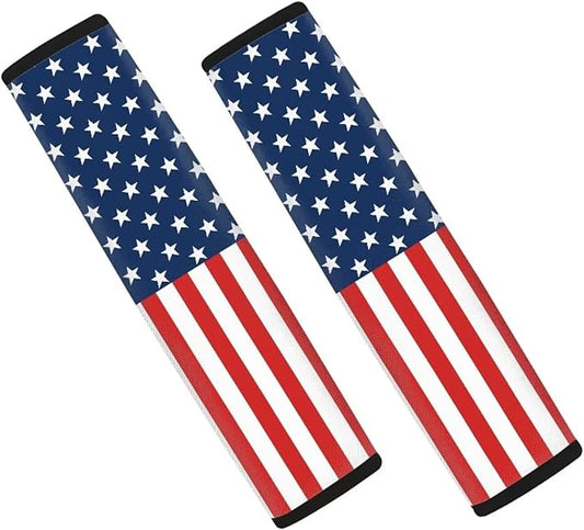 Seat Belt Cover Pad 2 Pack American Flag Auto Seat Belt Cover Seatbelt Shoulder Pad Carseat Straps Covers Shoulder Pads for Car Seats Straps Neck Protector