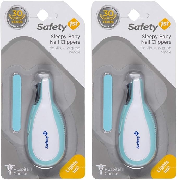 Safety 1st Sleepy Baby Nail Clipper With Built-in LED Light 2 Pack, Colors May Vary