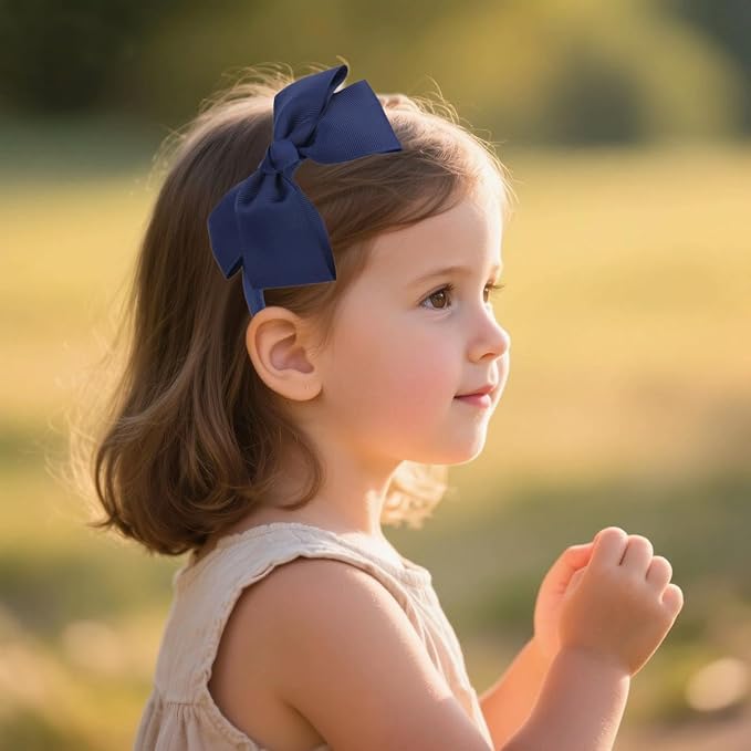 7Rainbows Fashion Cute Navy Blue Bow Headband Back to School Headbands for Girls Toddlers.