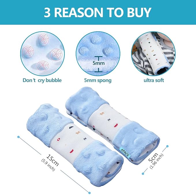 4 Packs Baby Car Seat Straps Cover Shoulder Pads for Baby, Baby Car Seat Belt Pads Seat Belt Covers for All Car Seats/Pushchair/Stroller (5.9‘’X2‘’in)