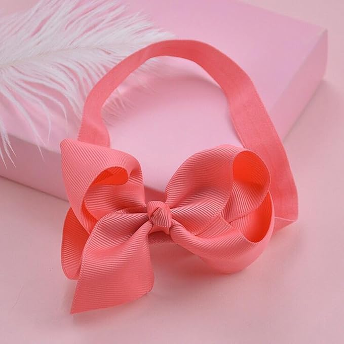 WillingTee Baby Girls 4.5 Inch Grosgrain Ribbon Boutique Hair Bows Headband, 30 Colors - Fantastic Hair Accessories for Baby Girls, Infants, Toddlers, Kids, Children & Teens