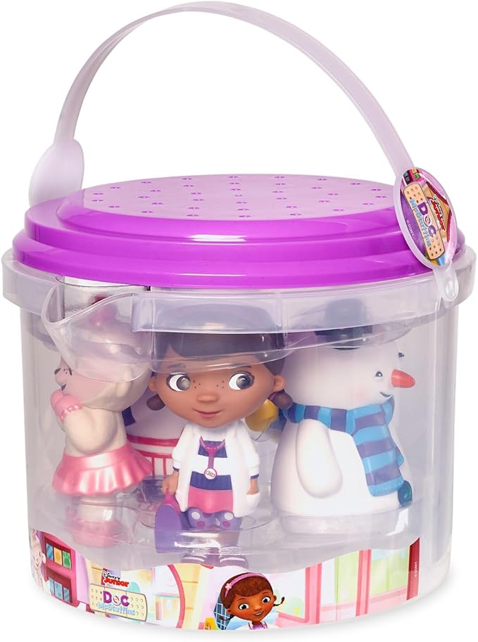 Disney Store Official Doc McStuffins Bath Toys Set - Includes 5 Detailed Toys with a Straining Storage Bucket - Bath Time Fun & Water Play Set for Kids